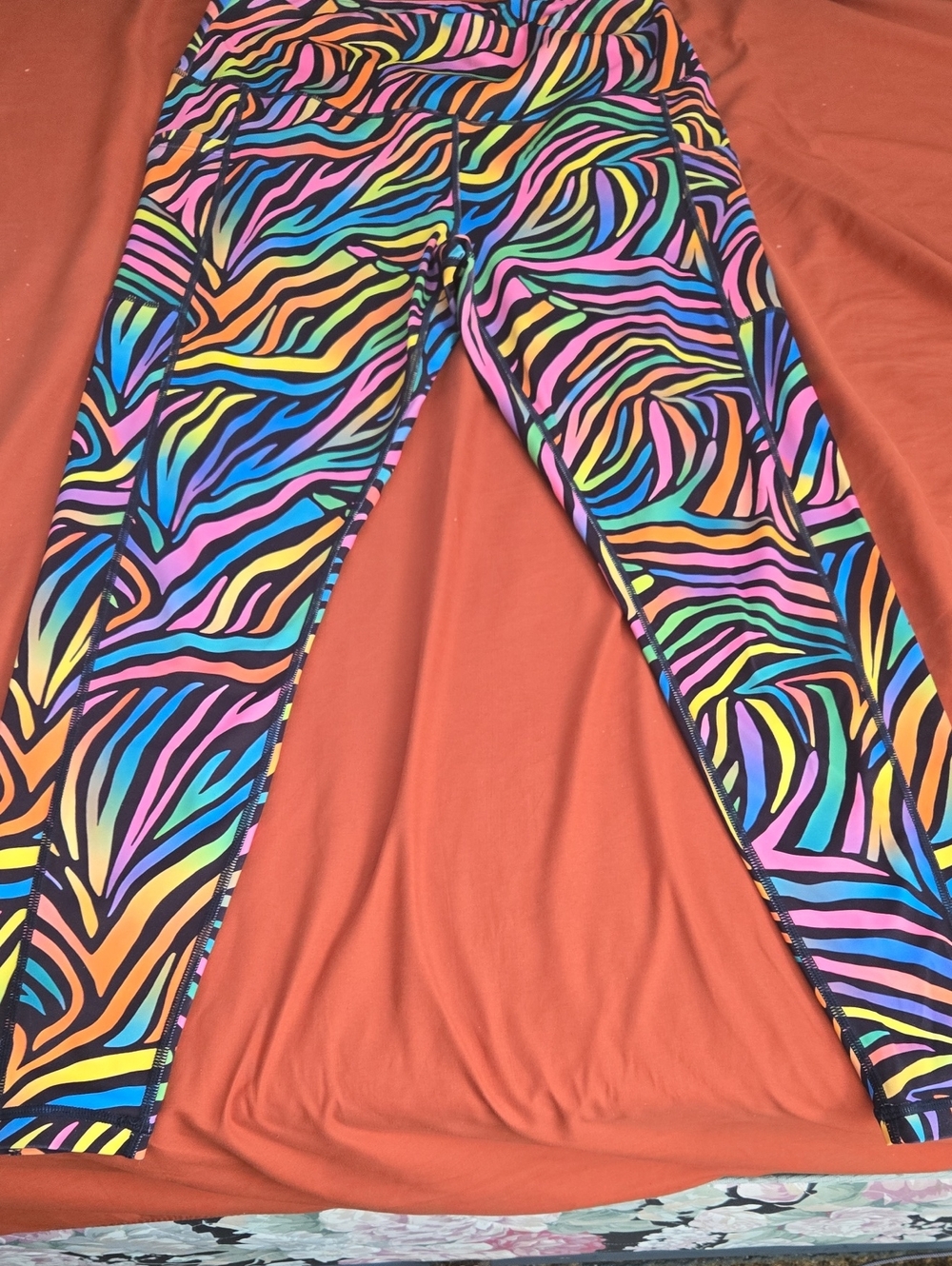 Love Her Vibrant Neon Zebra Print Leggings Womens XL